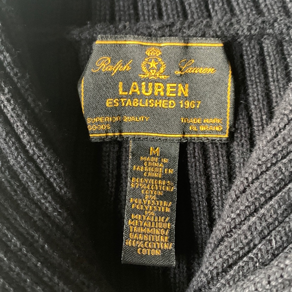 Ralph Lauren Black Label Ribbed Cotton Sweater with Gold Metallic Threads M - Picture 4 of 15